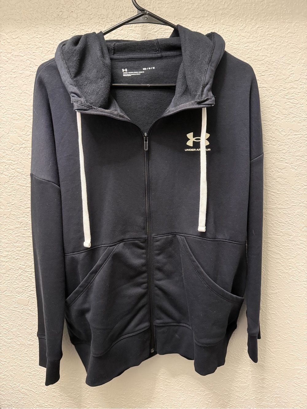 Under Armour Black Full Zip Hoodie with White Logo